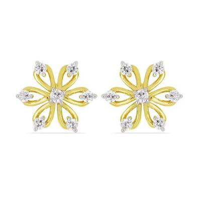 BUY NATURAL WHITE DIAMOND GEMSTONE CLASSIC EARRINGS IN 14K GOLD